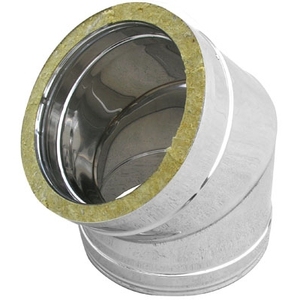 Curva a 45° in Acciaio Inox a Doppia Parete per Canne Fumarie da 200-250mm, Componenti per Caminetti - Product Image 1