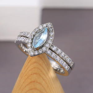 Bague de cocktail F178 en moissanite, argent 925, taille marquise, sertie pavé, pour femme, bague de fiançailles - Product Image 4