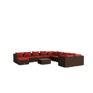 Ensemble de salon de jardin en rotin brun, mobilier d'extérieur 8 places, résistant aux intempéries, design contemporain - Product Image 1