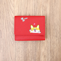Koreanische japanische Art Cartoon Little Dog Lady kurze Geldbörse Trifold Coin Wallet für Mädchen Studenten