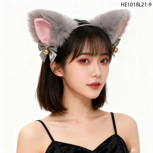 بيسينار هذا القطيفة الرمادية آذان داخلية وردية مع قوس رمادي وأجراس ذهبية مناسبة ليوم عيد الحب - Product Image 2