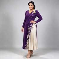 Robe plissée Miyake, imprimé floral asymétrique style aquarelle, double boutonnage, col à revers cranté pour femmes du Moyen-Orient