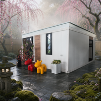 Cabane préfabriquée modulaire de 20 pieds avec terrasse et porte coulissante pour séjour en famille ou complexe hôtelier dans la cour