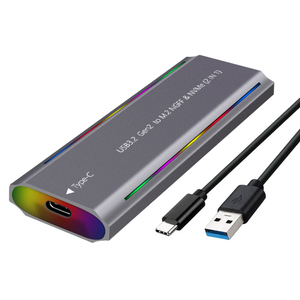 กล่องฮาร์ดดิสก์สำหรับจัดเก็บข้อมูล M.2แบบ NVMe /ngff SATA dual Protocol SSD RGB อะลูมิเนียม USB3.2ภายนอก M.2 SSD - Product Image 2