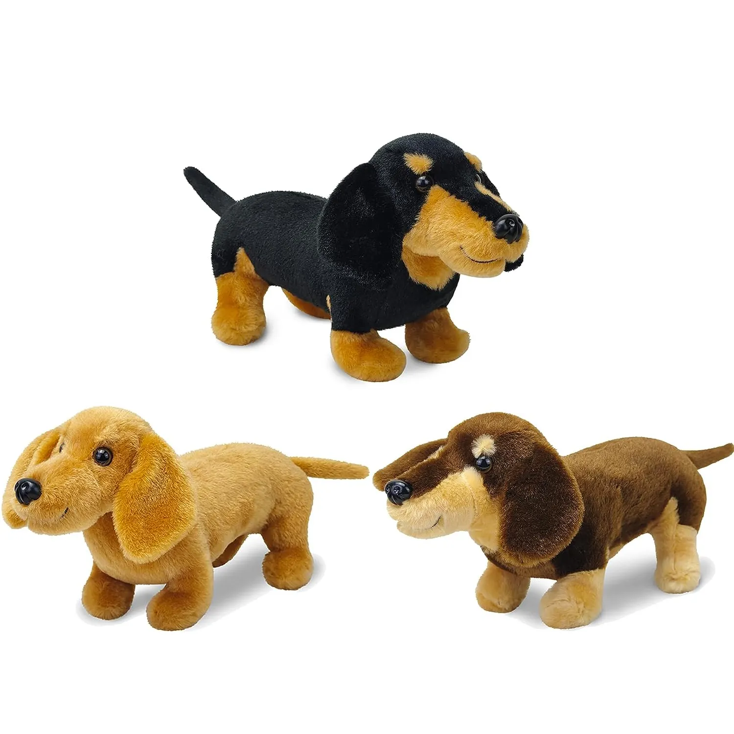 Conjunto de 3 pacotes de pelúcia realista para cachorro 9.8" Dalchunder, cachorro fofo, cachorro de pelúcia Kawaii, pelúcia