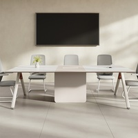 HYZ-259X Ensemble de table et chaises de conférence de bureau en bambou moderne pour 12 personnes, résistant à la chaleur, à la saleté et à la corrosion, idéal pour les petites réunions et les réceptions