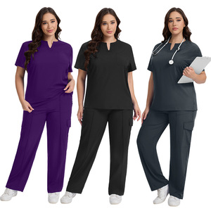 42336 Meilleure vente Blouse médicale personnalisée douce pour médecins et infirmières, col en V, pantalon de travail hospitalier en sergé polyester élasthanne - Product Image 1