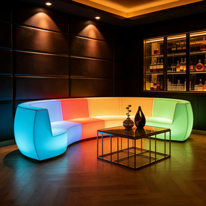 Ensemble de canapés en plastique PE avec logo personnalisé éclairé par LED, mobilier pour événements de mariage avec éclairage RGB à 16 couleurs changeantes, Di Divano <span class=keywords><strong>a</strong></span> LED - Product Image 6