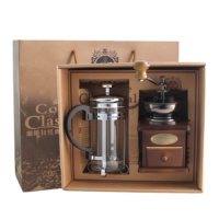 Ensembles de moulins à café et cafetières à pression rétro à manivelle pour la vente en gros, idéal comme coffret cadeau de mariage pour les activités promotionnelles