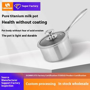 Vente en gros de nouvelle marmite à soupe en titane pur avec poêle à frire pour bébé design classique sans revêtement pour le camping et les compléments alimentaires pour bébés - Product Image 5