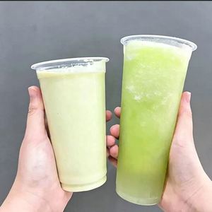 Vasos de Plástico PP Desechables Transparentes con Logotipo Impreso en UV/Seda, a Prueba de Fugas, con Tapa y Pajita para Café, Jugos y Bebidas, en Oferta - Product Image 1