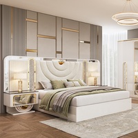 Ensemble de chambre à coucher turque de luxe, lit king size, suite 5 pièces, chambre principale double, cadre en bois, ensemble de meubles de chambre à coucher modernes