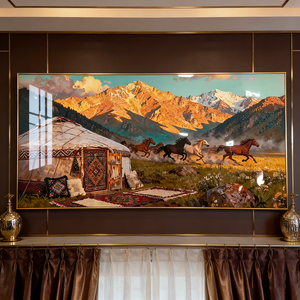 Quadro Moderno per Arredamento Casa, Pittura 3D LED da Parete per Soggiorno, Paesaggio Islamico con Cavallo, Dipinto Personalizzato in Cristallo e Porcellana, Novità - Product Image 4