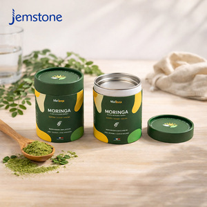 Emballage en tube de carton pour poudre de thé vert matcha naturel avec logo personnalisé, poudre de collagène, tube en papier de qualité alimentaire avec couvercle métallique intérieur - Product Image 1