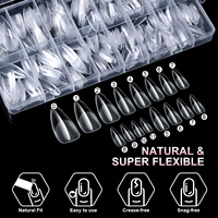 480 pièces/boîte – Capsules d'ongles en gel ultra-fines semi-mates, couvrance totale, formes moyennes amande, cercueil, carrées – Faux ongles pour extension en salon