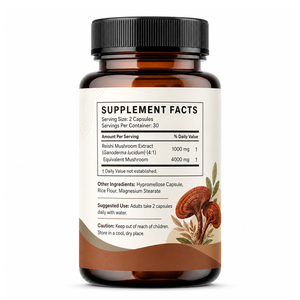 Capsules de champignons Reishi OEM/ODM, compléments alimentaires à base de plantes, certifiés GMP, 60 capsules/flacon, usage adulte, soutien immunitaire - Product Image 6
