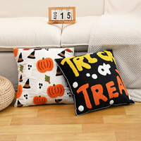 Halloween mort citrouille boucle tufté brodé housse de coussin hypoallergénique fantôme impression maison vacances décoratif jeter oreiller