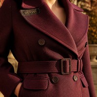 Женское шерстяное пальто Custom Windsor UK Heavyweight, двубортное, цвета Муди Берри, с поясом, А-силуэт, большие размеры UK 8-22, Vestido