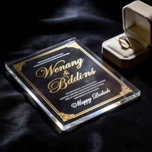 Invitación personalizada de acrílico grueso con caligrafía serigrafiada, tarjeta de recuerdo de lujo para bodas y eventos corporativos - Product Image 2
