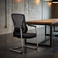 Chaise de visiteur en maille à accoudoirs fixes, design moderne et abordable, pour bureau, école, salon et formation