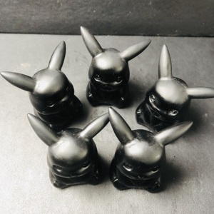 All'ingrosso all'ingrosso di alta qualità ossidiana nera <span class=keywords><strong>Pikachu</strong></span> intagliato a mano intagli di cristallo regali a buon mercato - Product Image 1