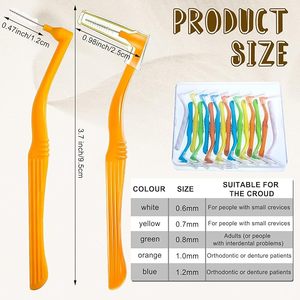 Brosses d'angle interdentaires réutilisables de 5 tailles usage domestique soins bucco-dentaires fonction de nettoyage de la tête de soie dentaire accolades alternatives brosses à dents - Product Image 4