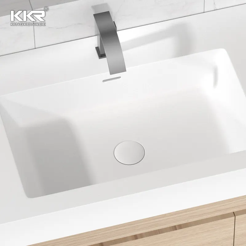 Modern Simple Style Solid Surface Badezimmer Waschtisch Set Waschbecken Spiegel Basis Regal