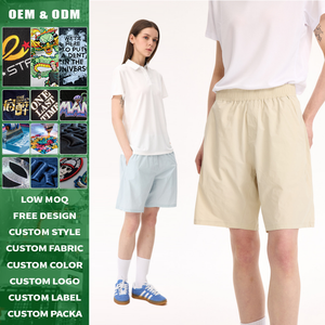 กางเกงขาสั้น UPF100 Plus ย้อมสีเส้นด้าย แห้งเร็ว สั่งผลิตจำนวนน้อยได้ กางเกงกีฬาลำลอง 5 นิ้ว สำหรับผู้ชายและผู้หญิง - Product Image 2