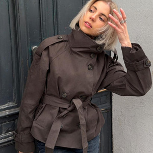 2026 HIgh Quality Autumn Winter <strong>Cargo</strong> Coat Plain Trench Outerwear Casual Oversized <strong>Women</strong> Buttons Blazer Double-breasted <strong>Jackets</strong> - Product Image 3