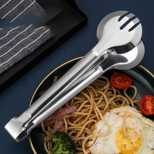 Venta al por mayor CXT648 Pinzas de cocina de acero inoxidable semicirculares para alimentos, repostería y carne engrosadas - Product Image 4