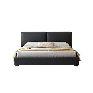 Modern Simple Genuine Leather <b>Bed</b> with <b>Soft</b> Solid Wood <b>Frame</b> Convertible Feature and Storage Function - Product Image 6