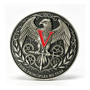 Moneda de desafío personalizada de aleación de zinc esmaltada con grabado, estilo Steampunk, para deportes y Año Nuevo, recuerdo. - Product Image 6