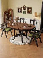 Ensemble table et chaises de salle à manger octogonales en bois massif, style mi-siècle, vintage français, pliables, extensibles et télescopiques, pour petites maisons