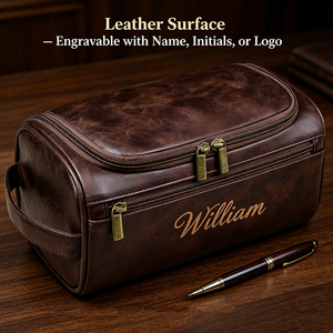 Beauty Case da Viaggio in Pelle PU Premium Incisionabile, Regalo per Uomo, Organizer da Viaggio Appendibile, Kit da Toilette Maschile - Product Image 1
