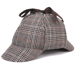 Dairui Herringbone Tweed lana Newsboy gorra deportiva Deerstalker sombrero orejeras bordado-impreso para disfraz de detective béisbol - Product Image 6