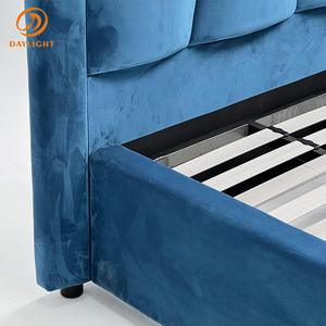 Letto di Design in Legno Massello di Lusso, Moderno Letto Imbottito <span class=keywords><strong>King</strong></span> <span class=keywords><strong>Size</strong></span> con Testiera Alta, Set Completo, Produzione e Vendita all'Ingrosso - Product Image 5