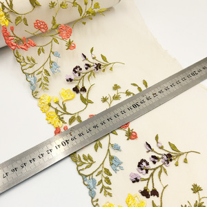 19cm Hot <strong>3D</strong> Multi-<strong>color</strong> Floral Embroidery <strong>Lace</strong> Trim for Underwear Bra <strong>Net</strong> Silk Clothing Accessories Applique Fabric - Product Image 1