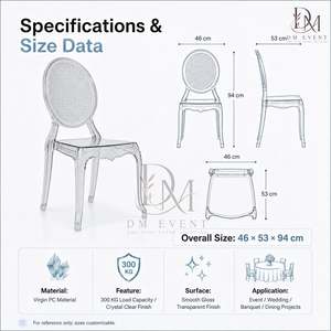 <b>Clear</b> Polycarbonate Cane Pattern Oval Back <b>Chair</b> Lightweight Durable for Wedding and Hotel Events - Product Image 3