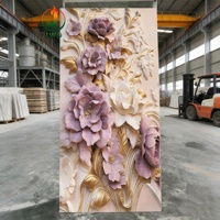 Panneau mural en PVC effet marbre UV personnalisé, imperméable et résistant à l'humidité, prix usine, motif floral moderne, pour décoration intérieure