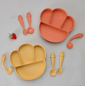 Vaisselle incassable pour enfants au design de dessins animés préférés, conteneur alimentaire biodégradable, ensemble de vaisselle en paille de blé - Product Image 2