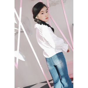 China Import Summer Girl's Fashion Plain Designer Casual Puff Sleeve Eco-Friendly Breathable <b>Polyester</b>/Cotton Shirts - Product Image 4