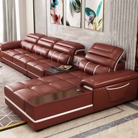 Canapés et Causeuses de Luxe Italiens pour la Maison, Lit-Canapé Moderne Relax Inclinable d'Angle en Cuir Véritable avec Rangement