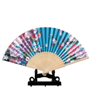 Éventail à main en tissu de bambou avec poignée en bambou et impression en soie blanche pour mariée et fête de mariage - Product Image 5