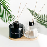 Bouteille diffuseur de parfum en verre personnalisée à vente chaude avec bâtonnets en bambou 200 ml Bouteille vide ronde en verre pour diffuseur de parfum à roseaux