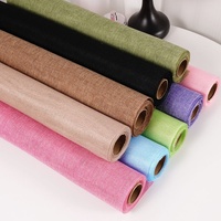 Kertas Pembungkus Gulungan Linen Warna Alami Buket Bunga Segar Paket Linen Katun Jaring Benang Bunga Buatan Tangan DIY Seni Bunga