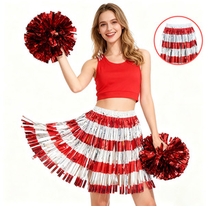 Jupe de fête à franges dorées et argentées, accessoire de costume de danse brillant en PET pour événements sportifs et carnavals - Product Image 5