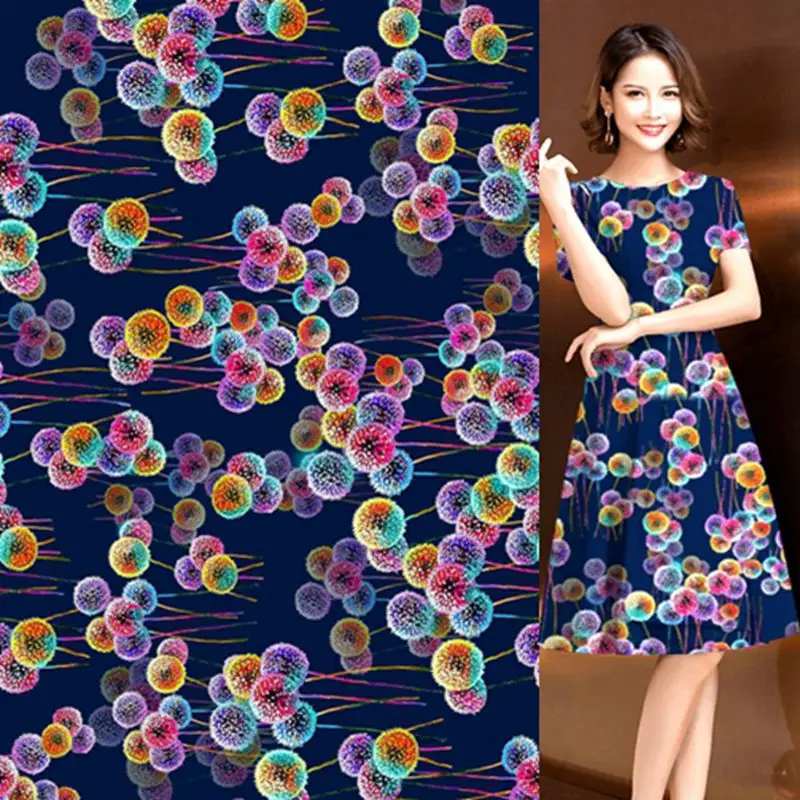 Poliéster 4 vías estiramiento suave bola flores Diseño digital Singapur impreso s180115 plan para prendas de vestir vestido de tela