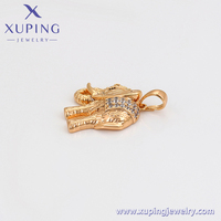 Csja — bijoux xup en forme d'animal, pendentif plaqué or 18K, Collection yeux noirs, jolies, éléphant, diamant, A00861090