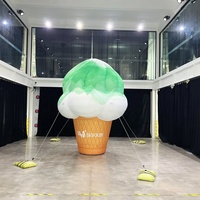 Cono de Helado Inflable de Felpa Aero de 3.7m para Exteriores, Réplica Inflable Promocional de Marca, Globo Inflable de Comida Imitada Personalizado