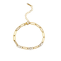 Fabricant de bijoux OEM/ODM, bracelet à clip en acier inoxydable 304L, plaqué or 18 carats PVD, bijoux pour femmes, zircon, logo personnalisé